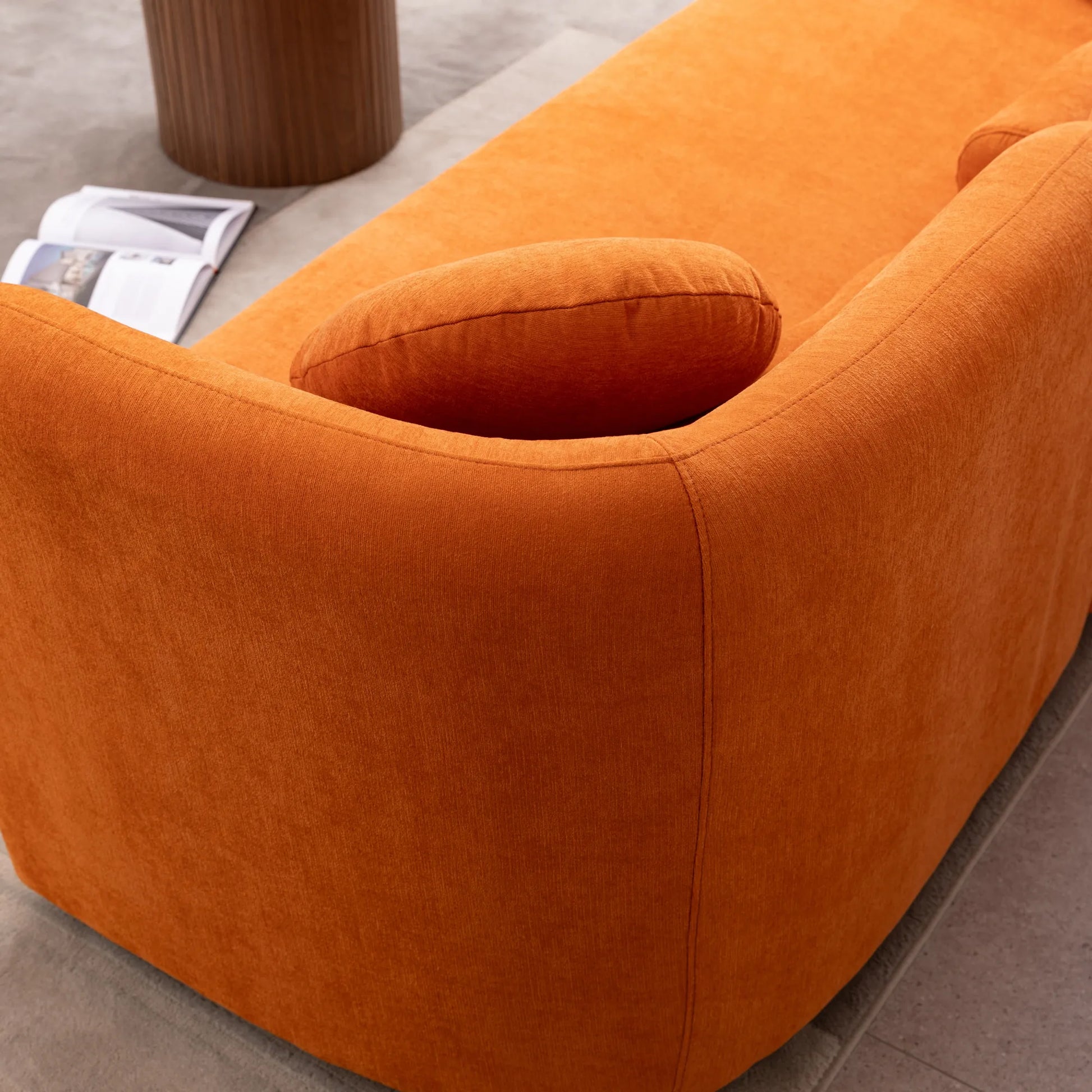 Modern Minimalist Sofa With Teddy Fabric