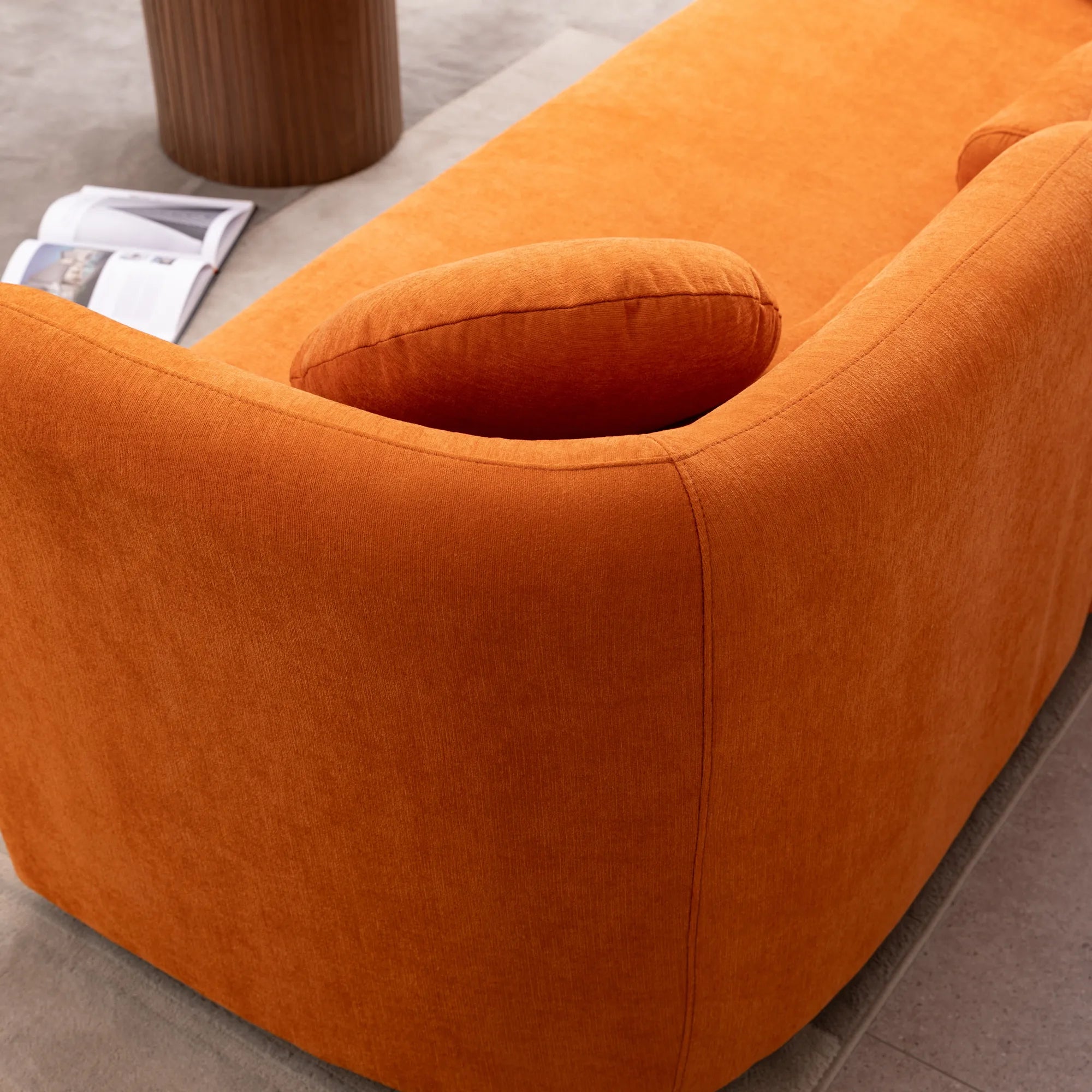 Modern Minimalist Sofa With Teddy Fabric