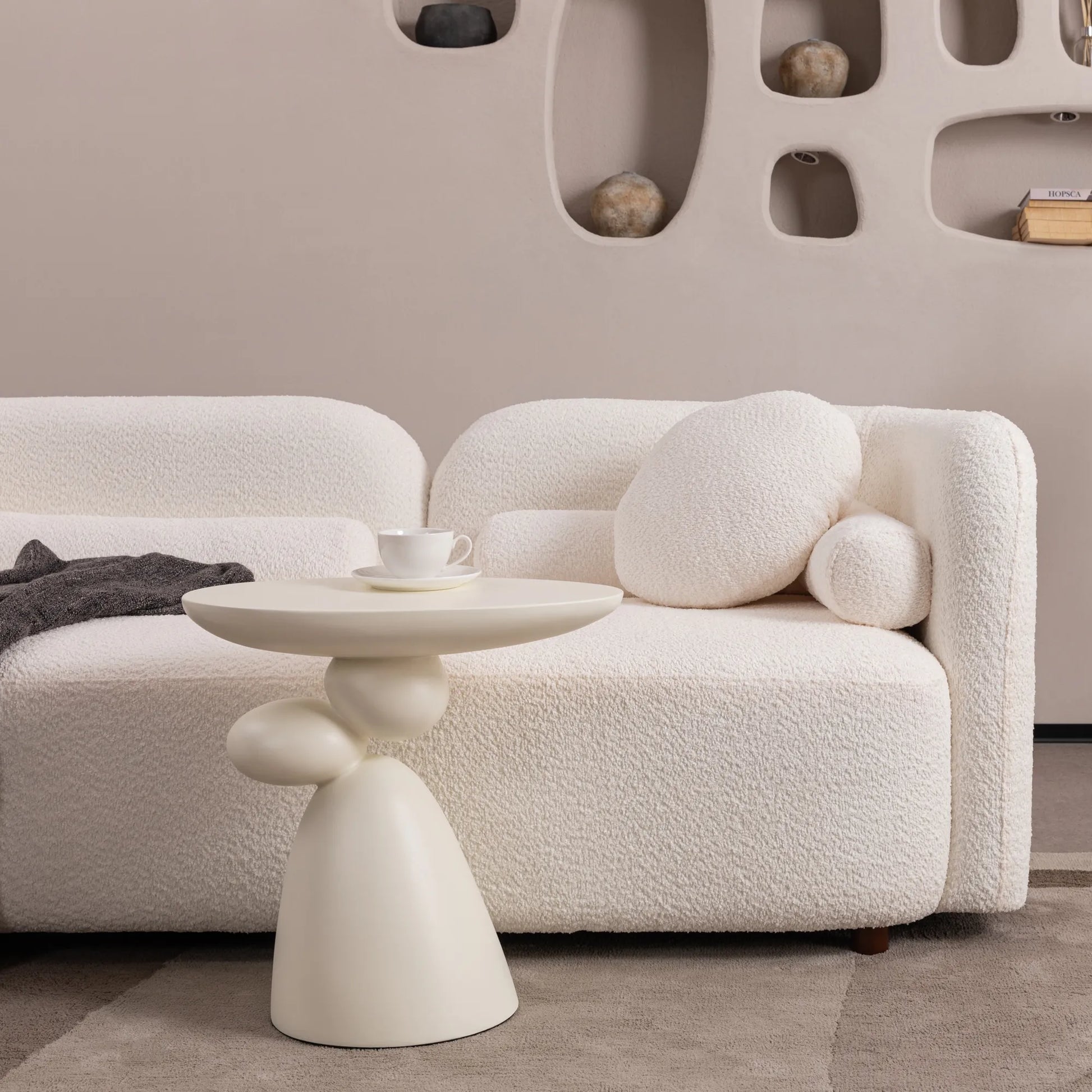 Modern Minimalist Sofa With Teddy Fabric