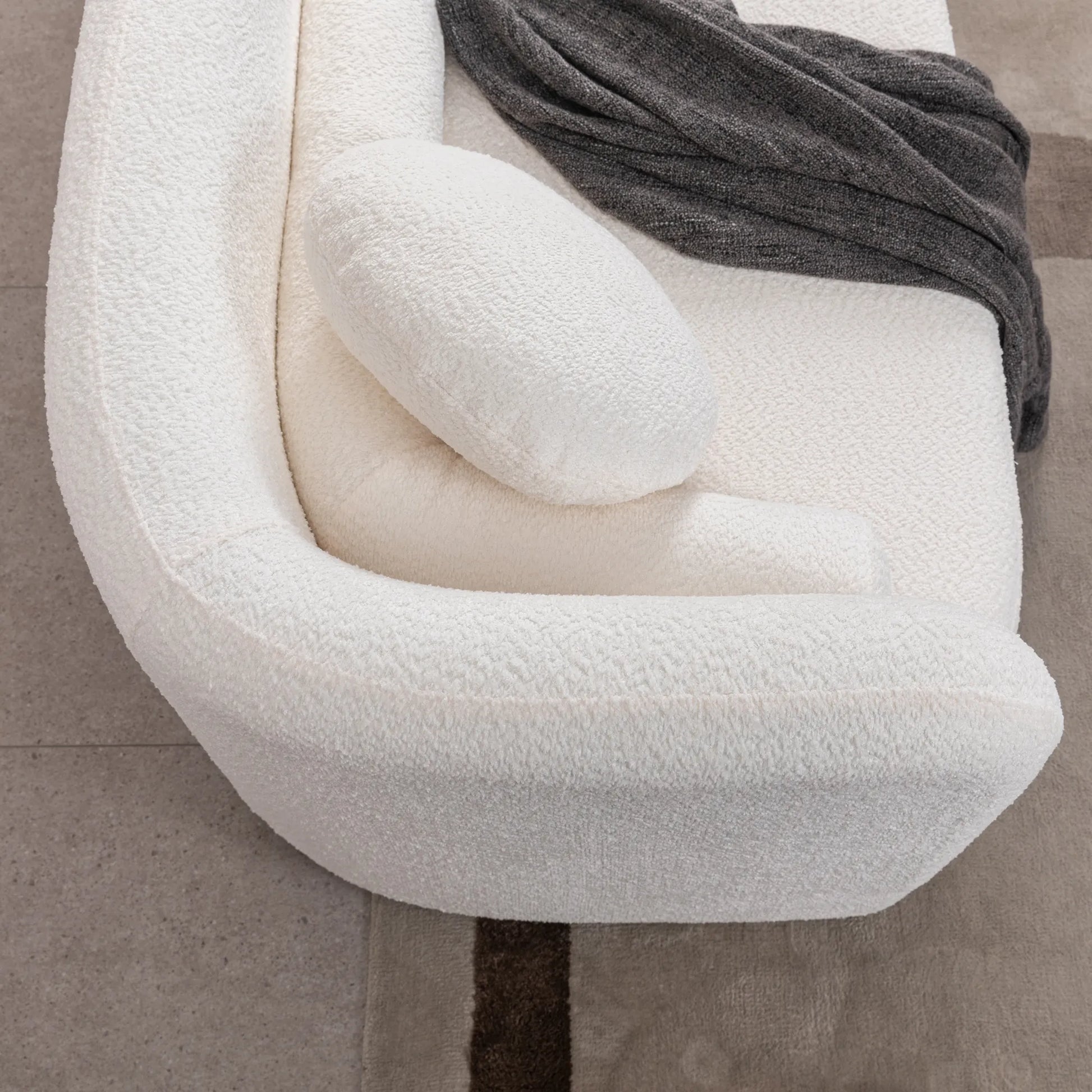 Modern Minimalist Sofa With Teddy Fabric