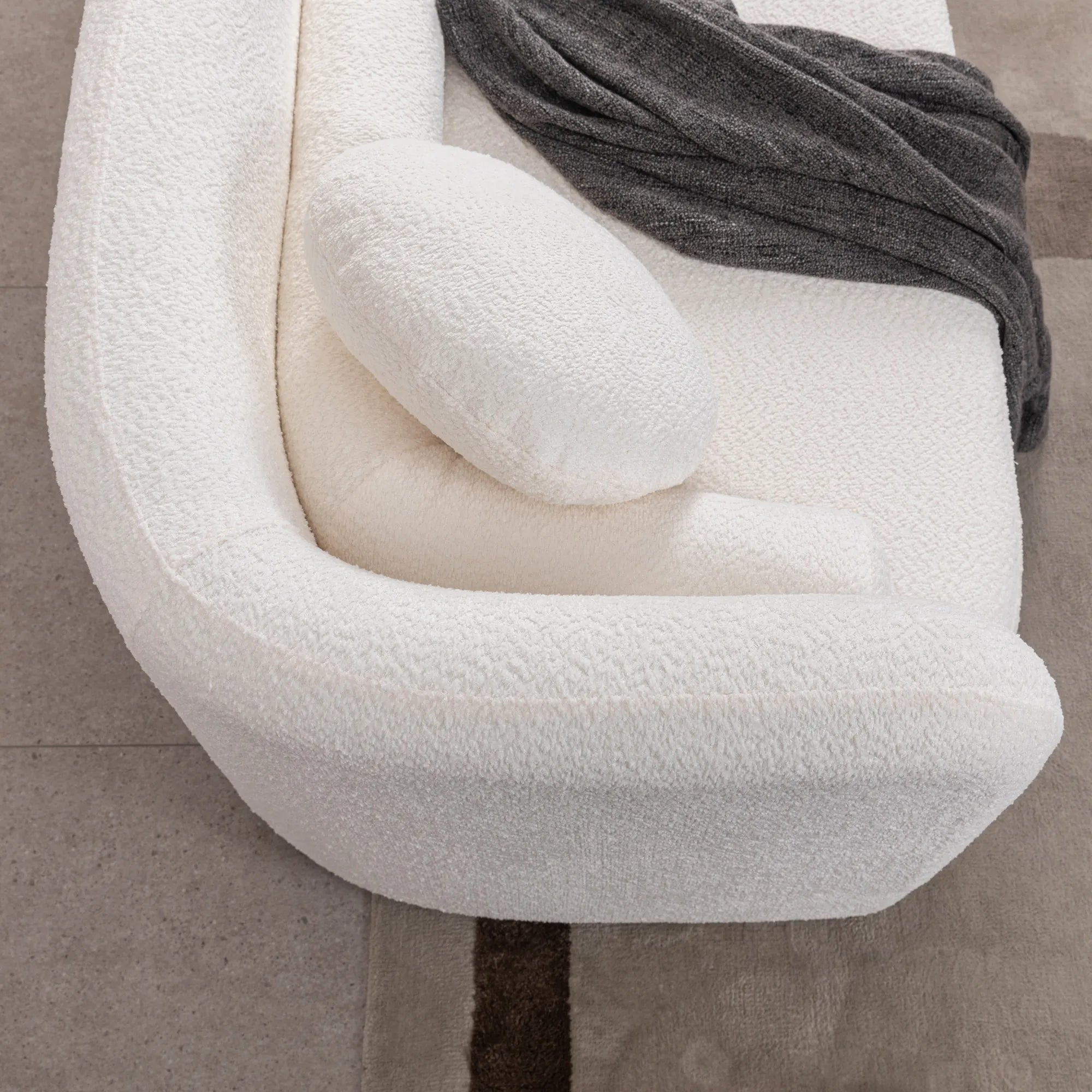 Modern Minimalist Sofa With Teddy Fabric