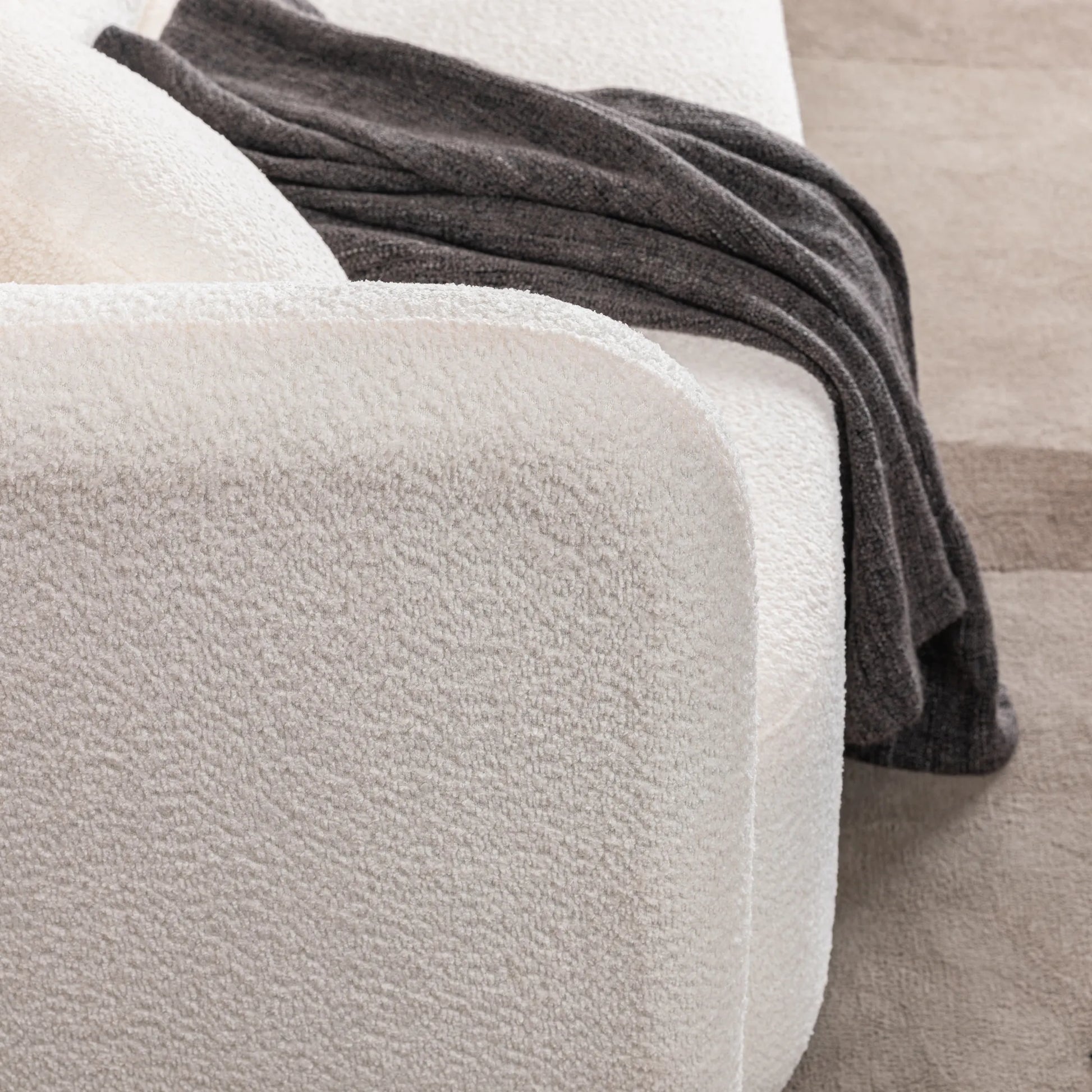 Modern Minimalist Sofa With Teddy Fabric