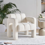 Wide Boucle Upholstered Modern Accent Chair