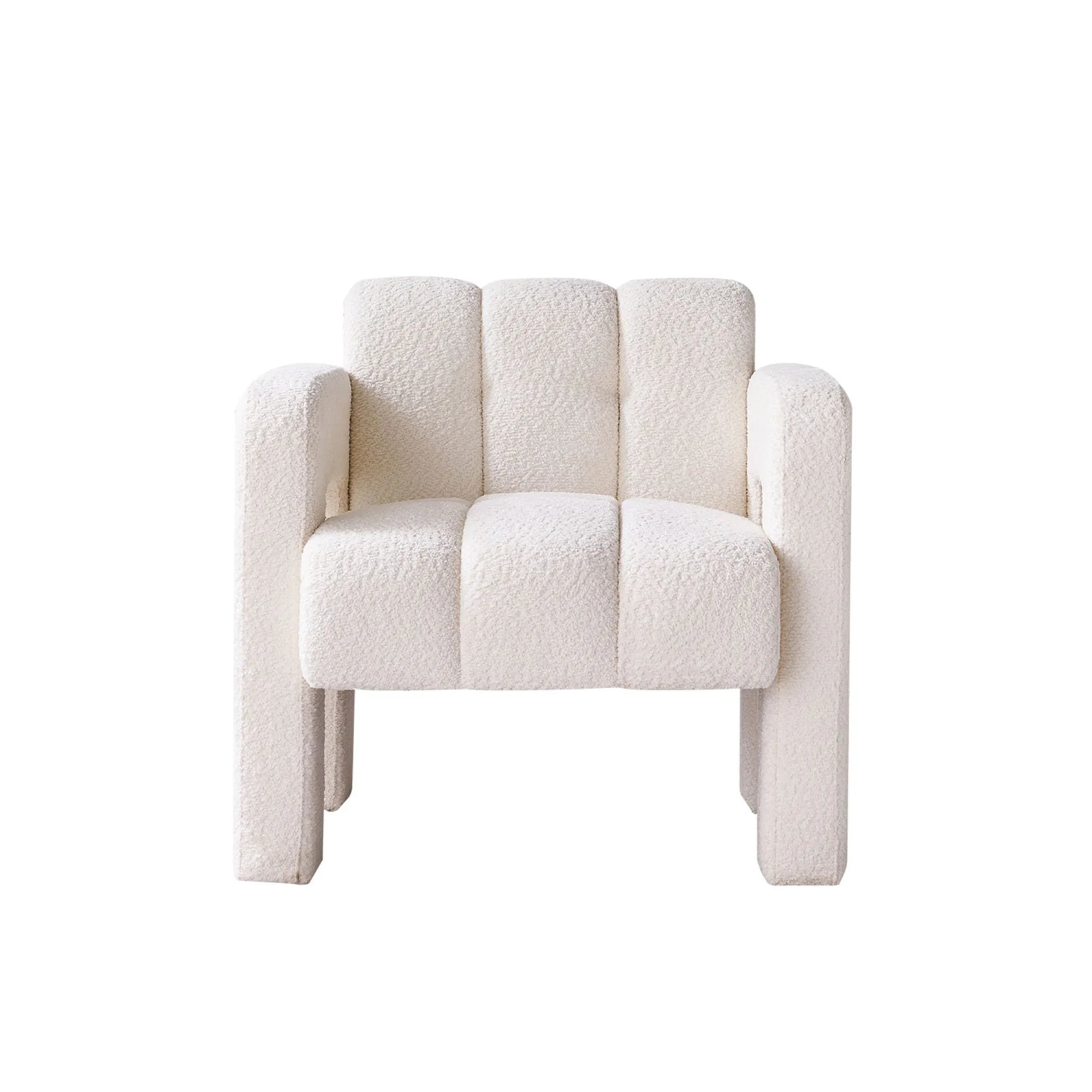 Wide Boucle Upholstered Modern Accent Chair