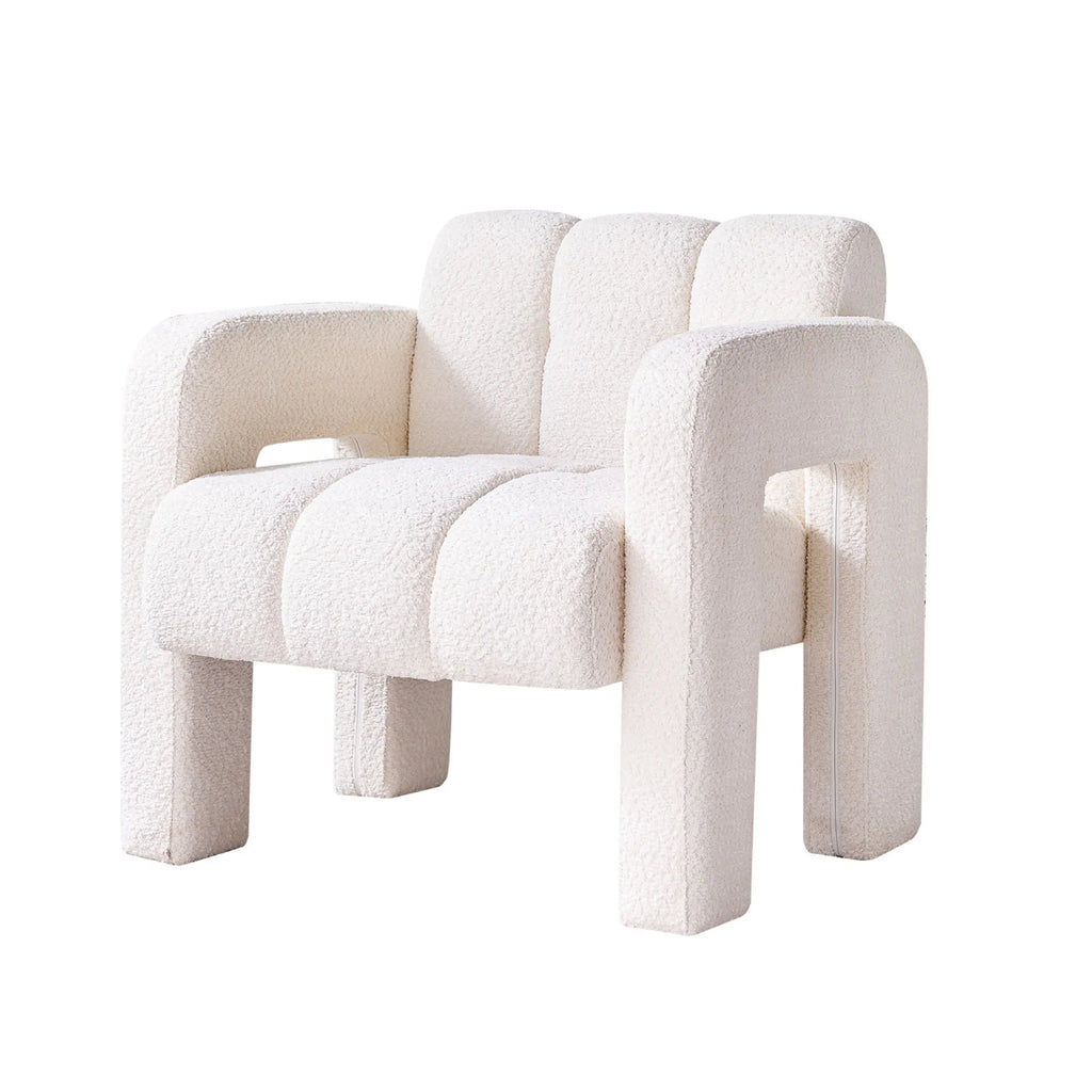 Wide Boucle Upholstered Modern Accent Chair