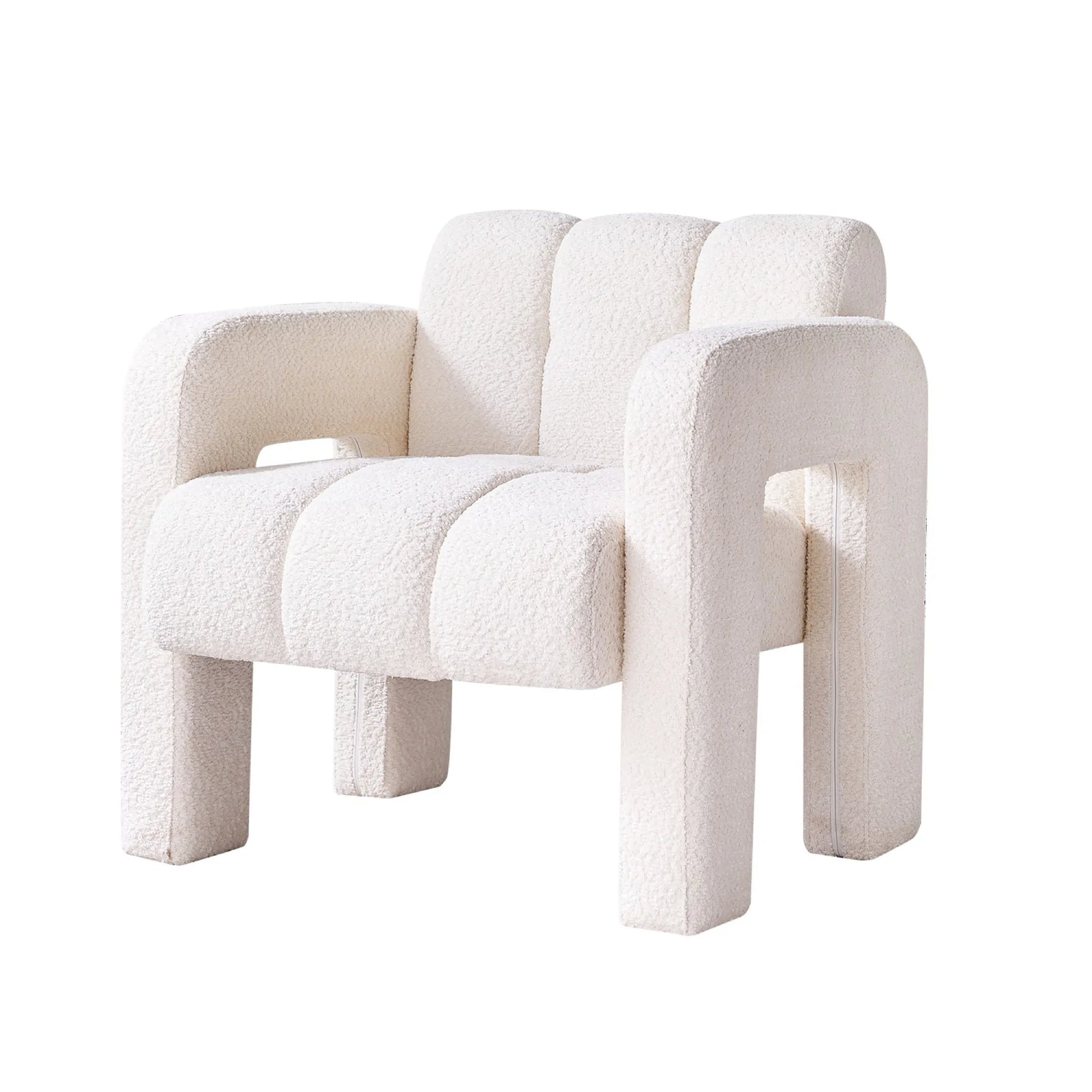 Wide Boucle Upholstered Modern Accent Chair