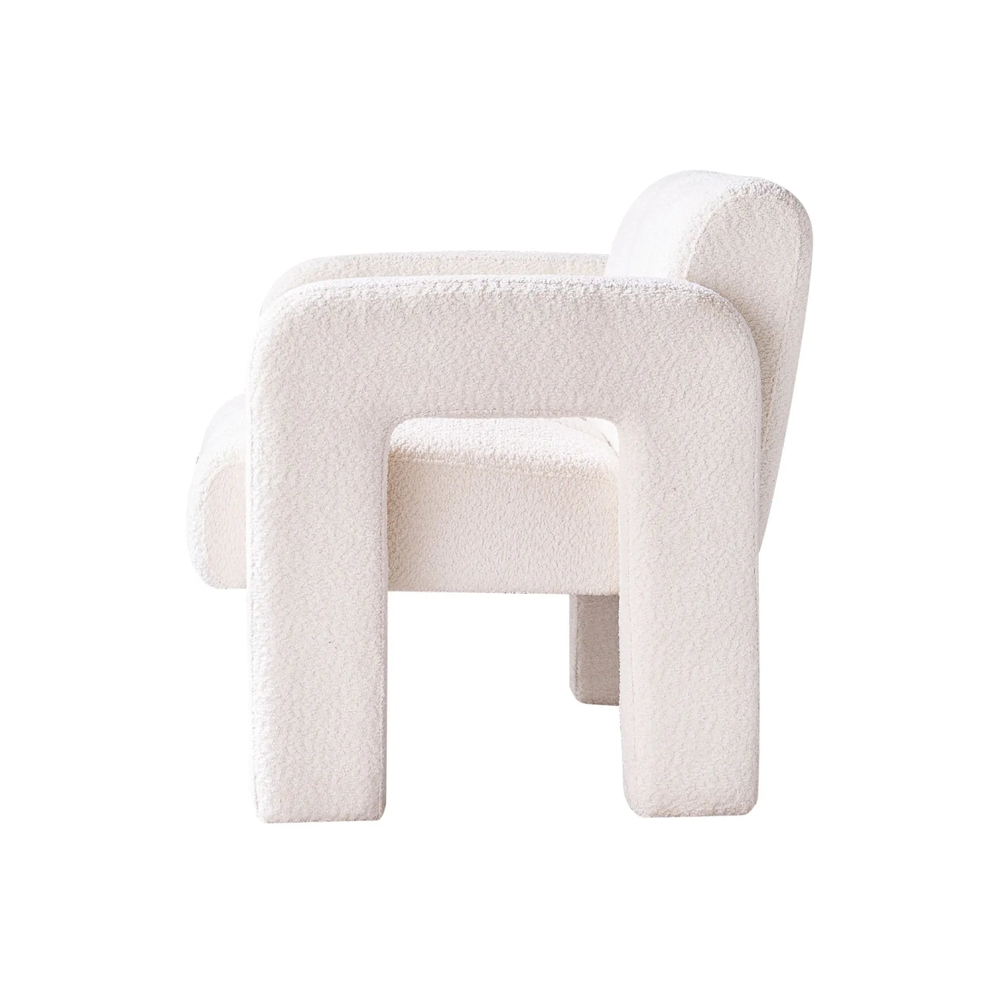 Wide Boucle Upholstered Modern Accent Chair