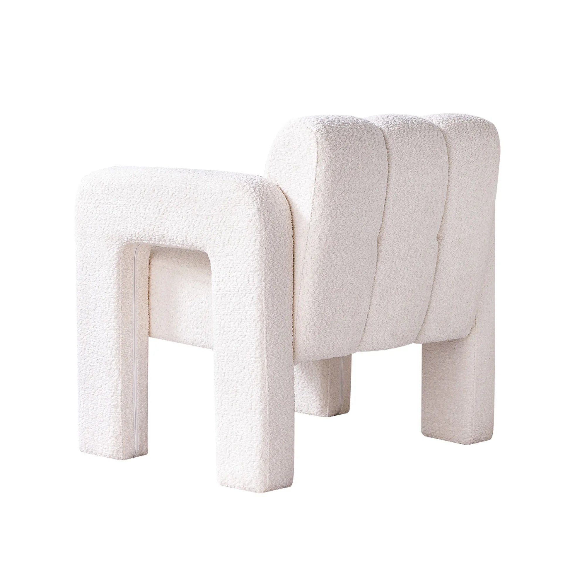 Wide Boucle Upholstered Modern Accent Chair