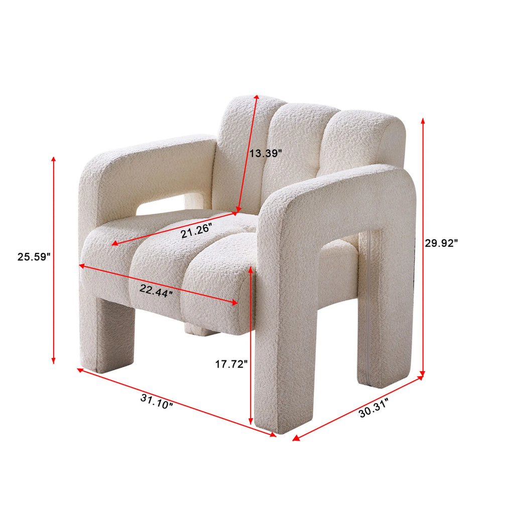 Wide Boucle Upholstered Modern Accent Chair
