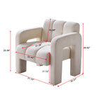 Wide Boucle Upholstered Modern Accent Chair