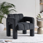 Wide Boucle Upholstered Modern Accent Chair