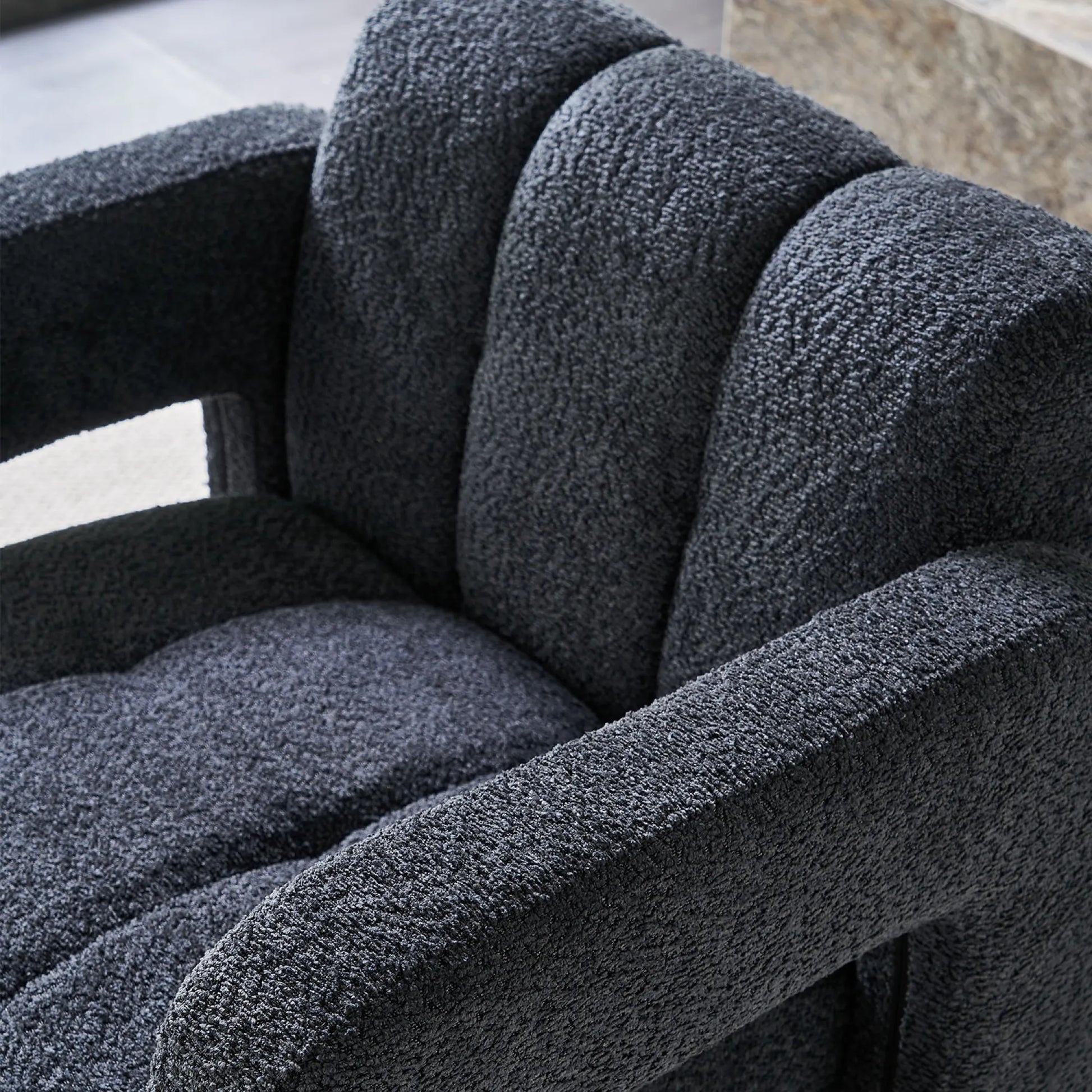 Wide Boucle Upholstered Modern Accent Chair