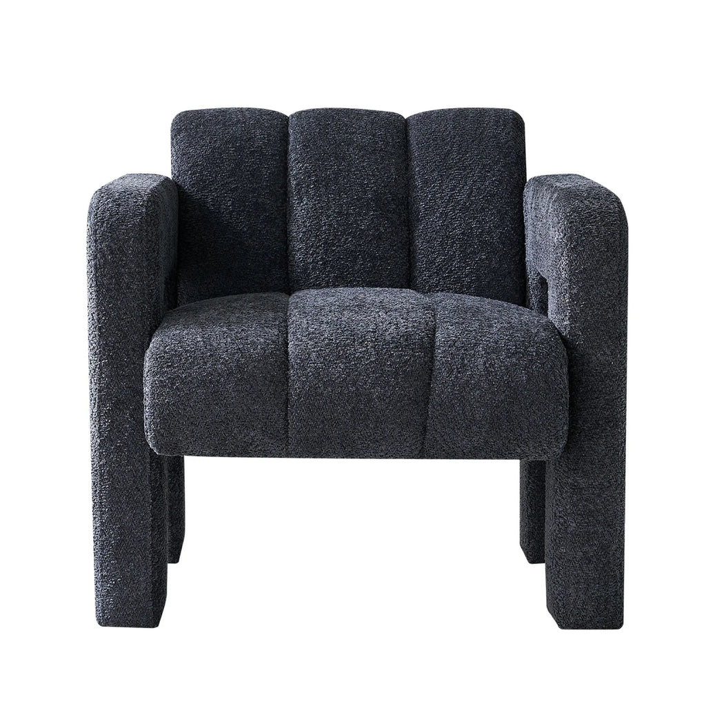 Wide Boucle Upholstered Modern Accent Chair