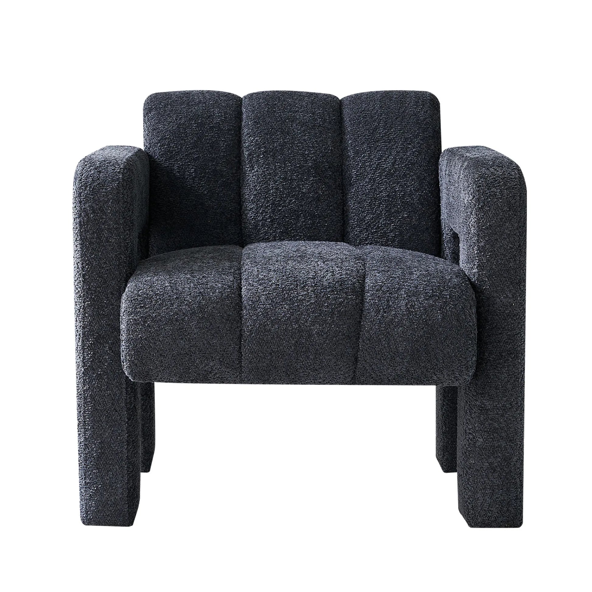 Wide Boucle Upholstered Modern Accent Chair