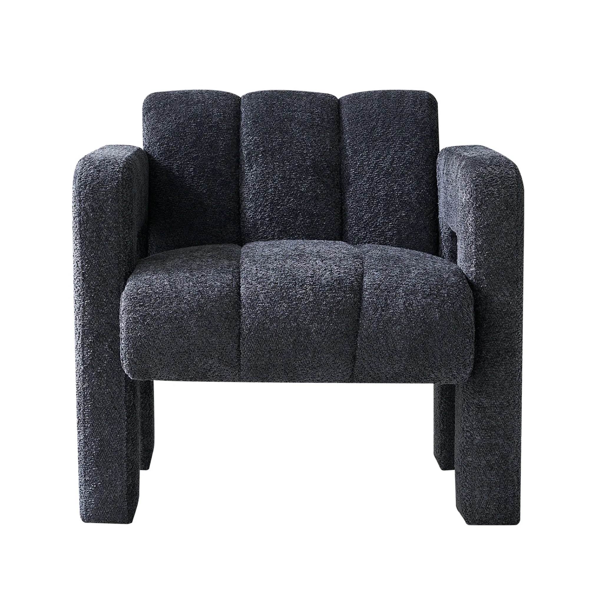Wide Boucle Upholstered Modern Accent Chair