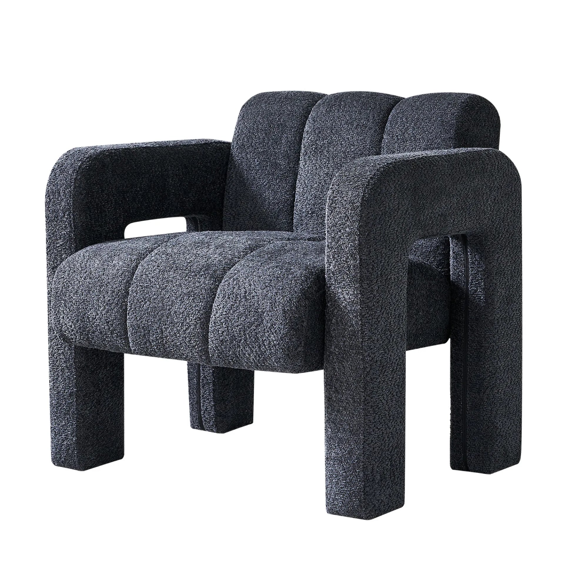 Wide Boucle Upholstered Modern Accent Chair