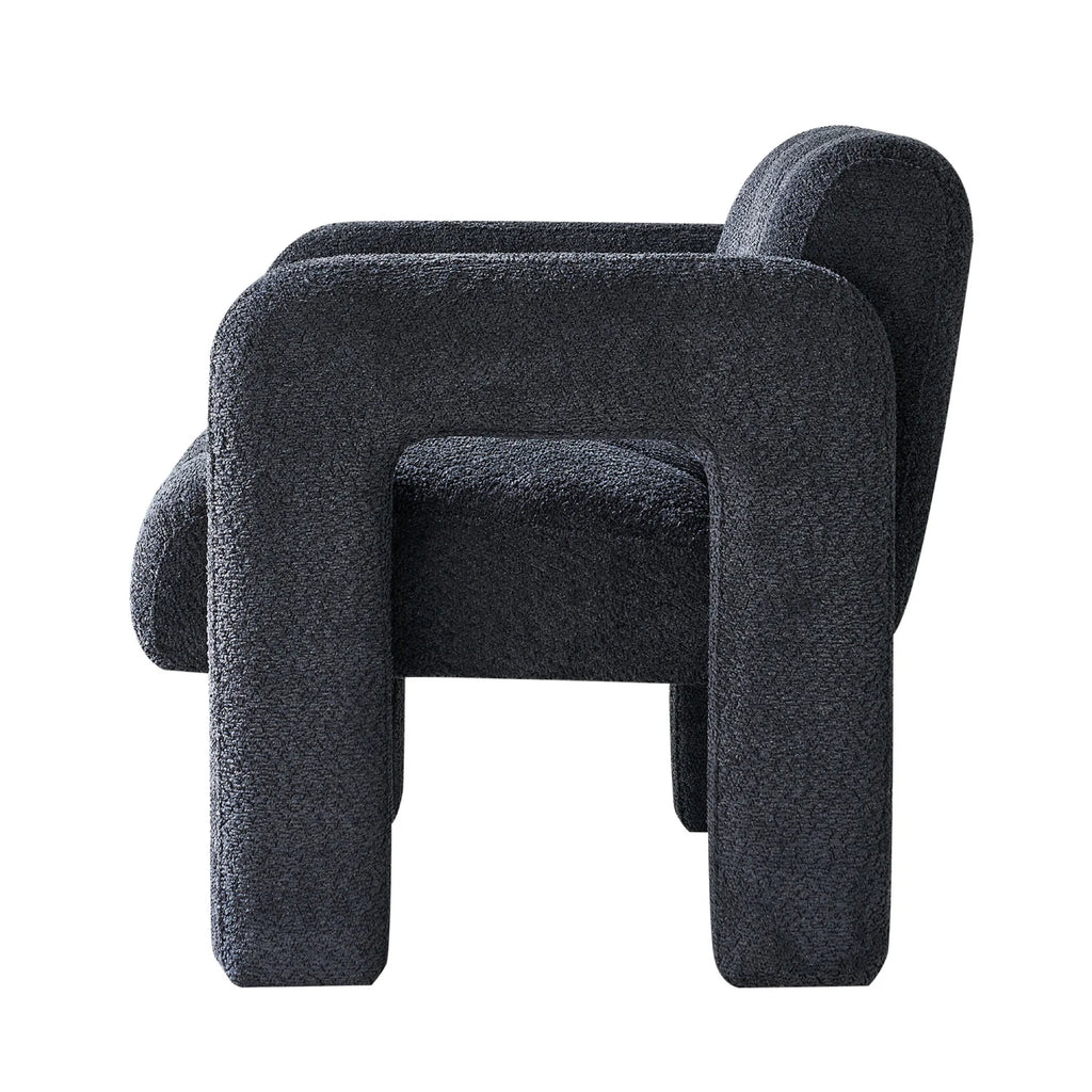 Wide Boucle Upholstered Modern Accent Chair