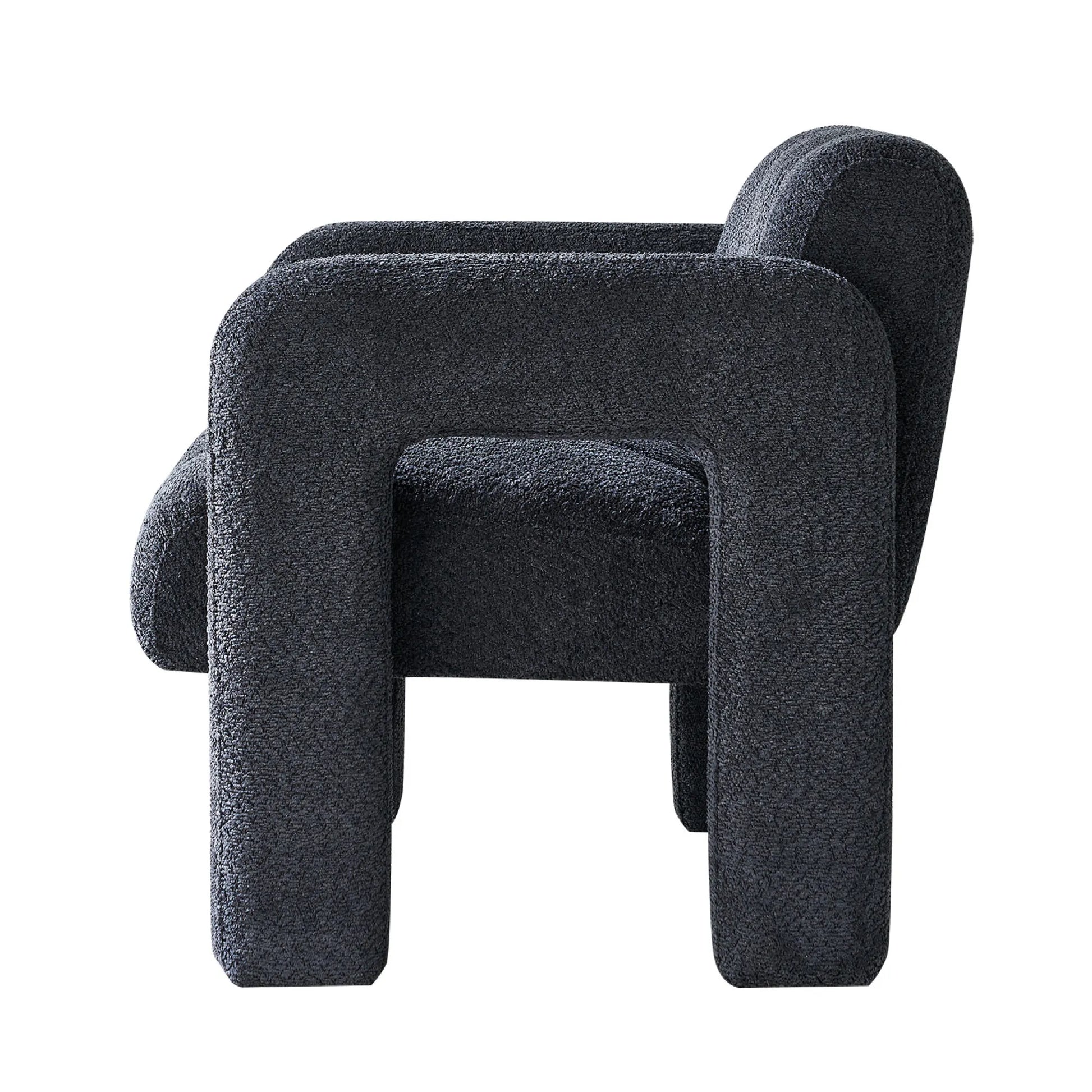 Wide Boucle Upholstered Modern Accent Chair