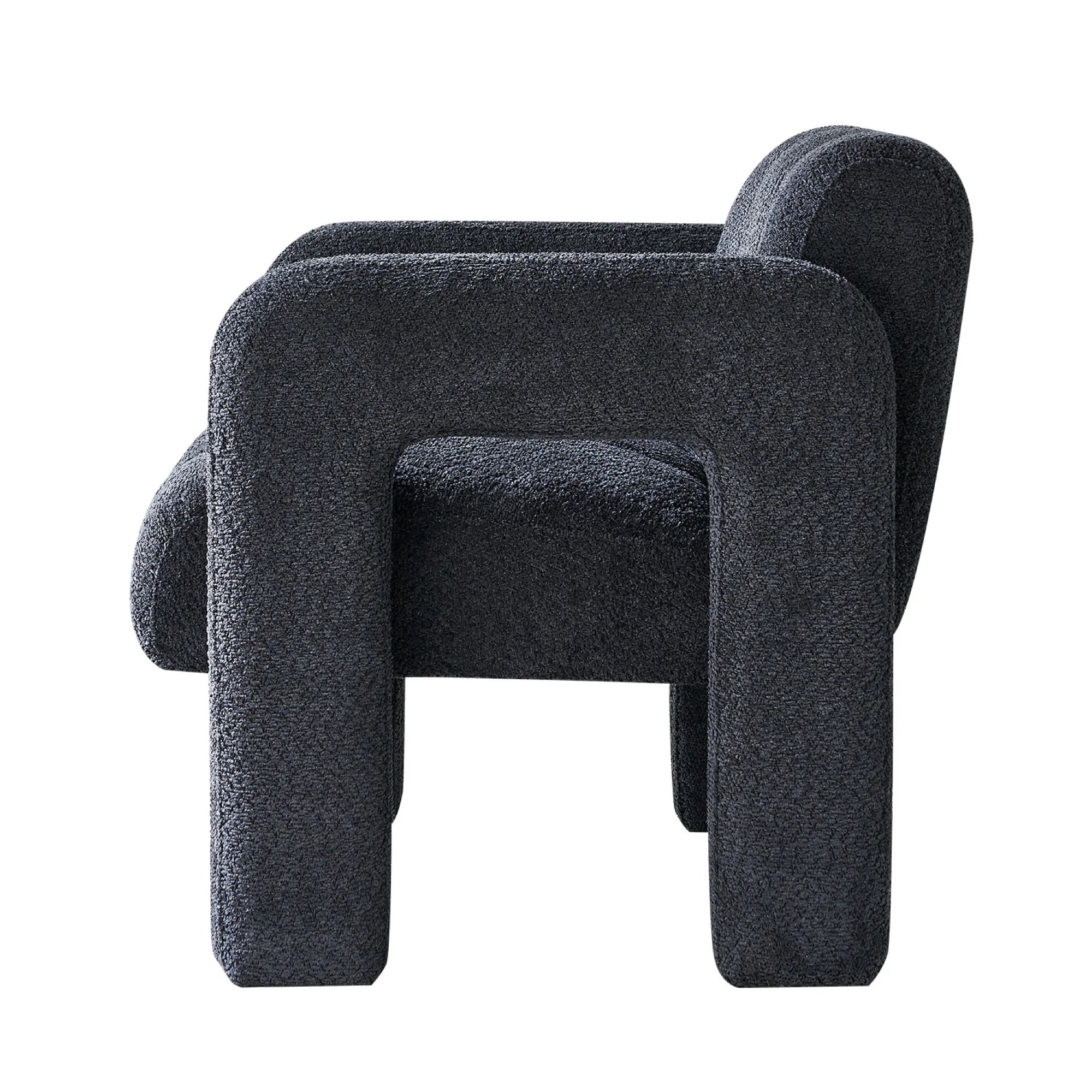 Wide Boucle Upholstered Modern Accent Chair
