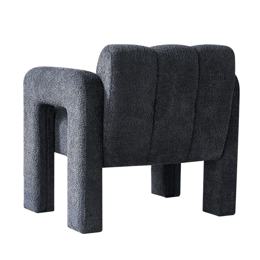 Wide Boucle Upholstered Modern Accent Chair