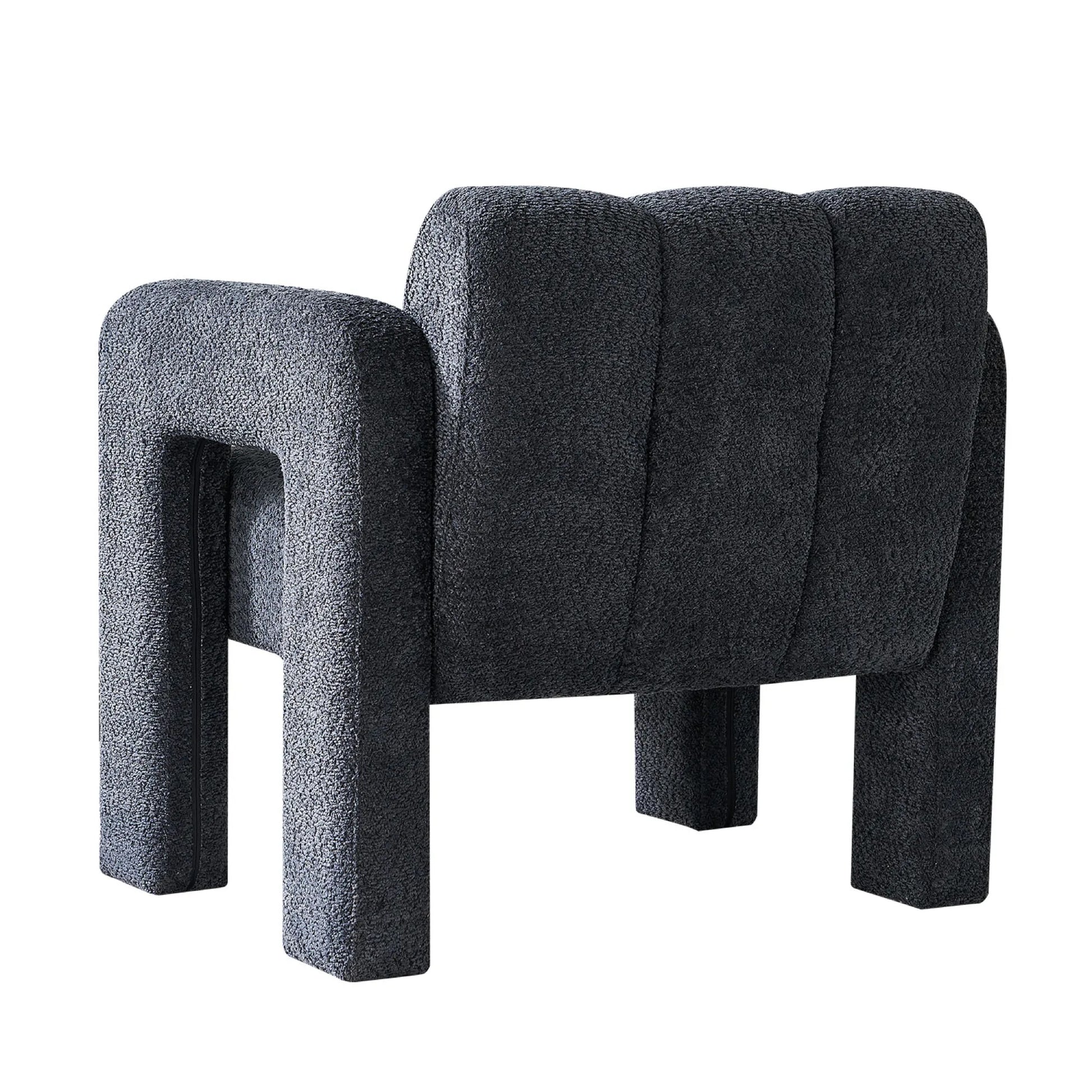 Wide Boucle Upholstered Modern Accent Chair