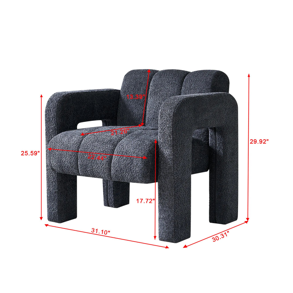 Wide Boucle Upholstered Modern Accent Chair