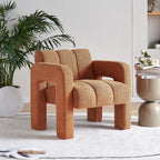 Wide Boucle Upholstered Modern Accent Chair
