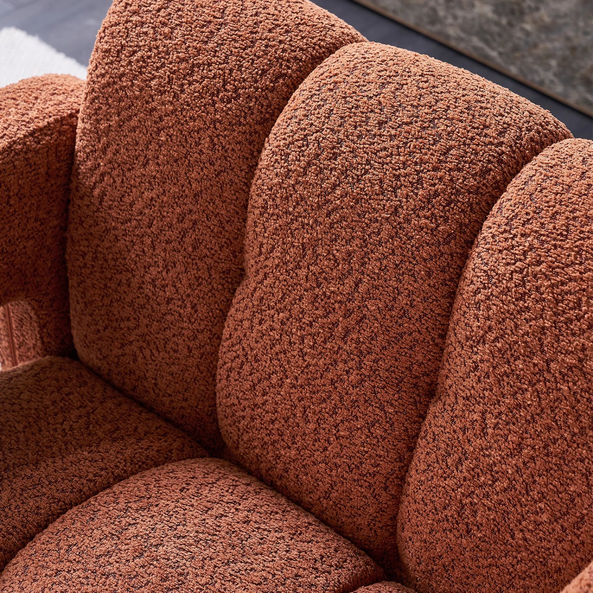 Wide Boucle Upholstered Modern Accent Chair