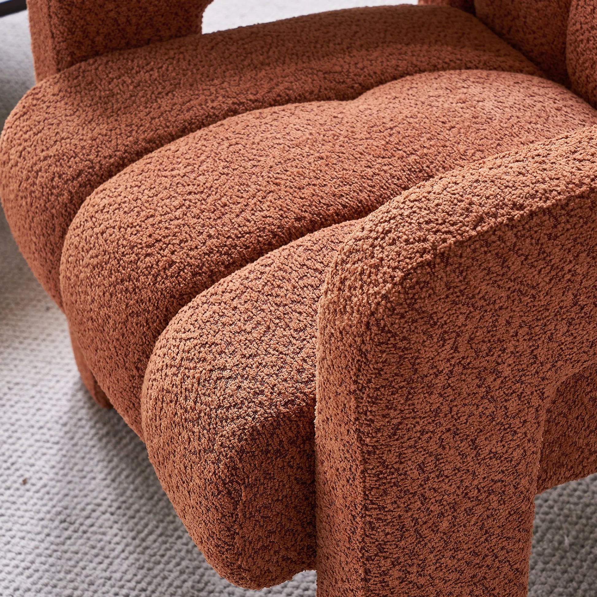 Wide Boucle Upholstered Modern Accent Chair
