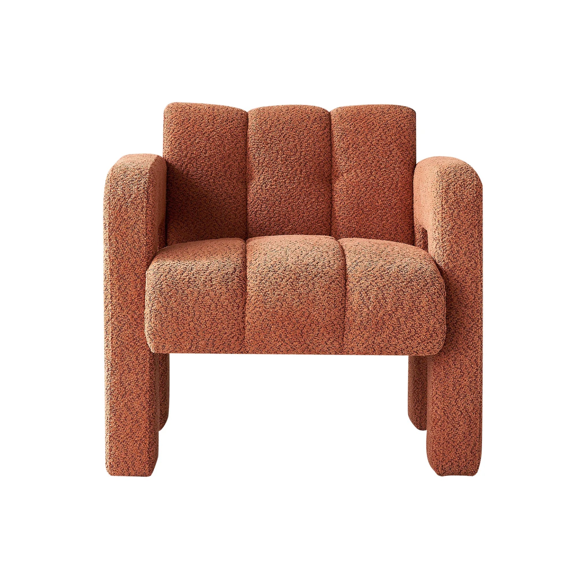 Wide Boucle Upholstered Modern Accent Chair