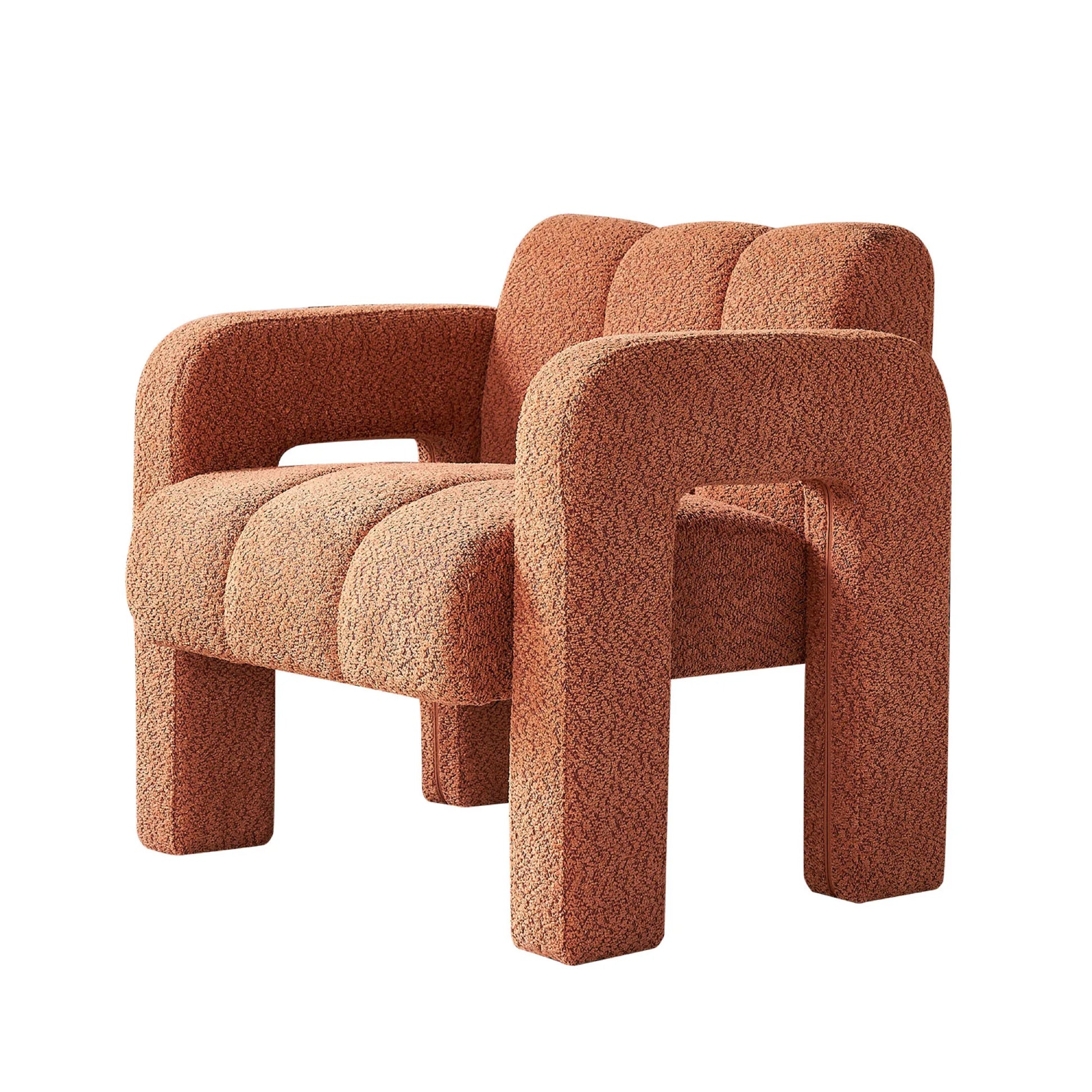 Wide Boucle Upholstered Modern Accent Chair