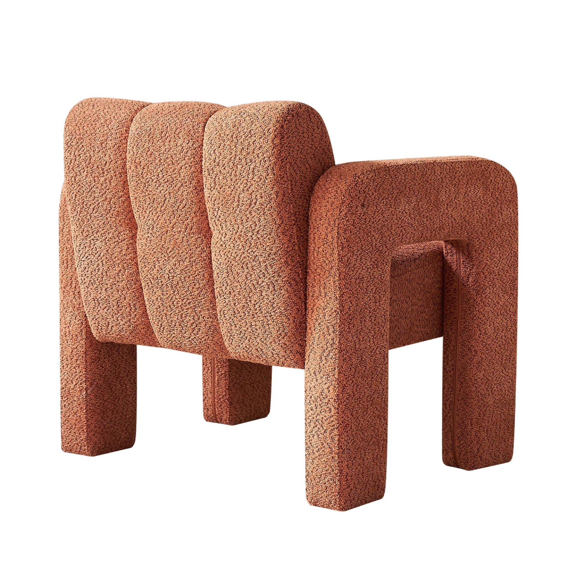 Wide Boucle Upholstered Modern Accent Chair