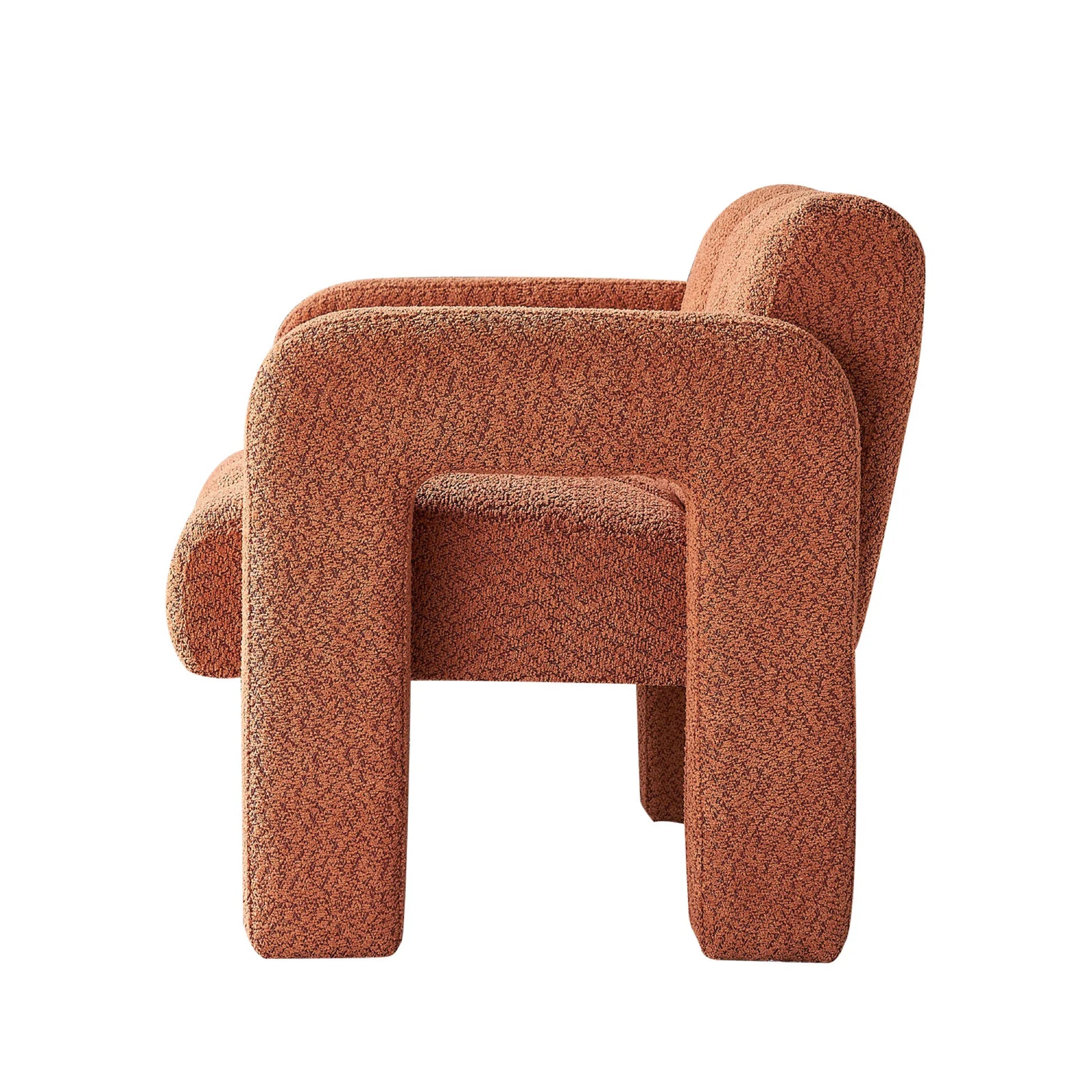 Wide Boucle Upholstered Modern Accent Chair