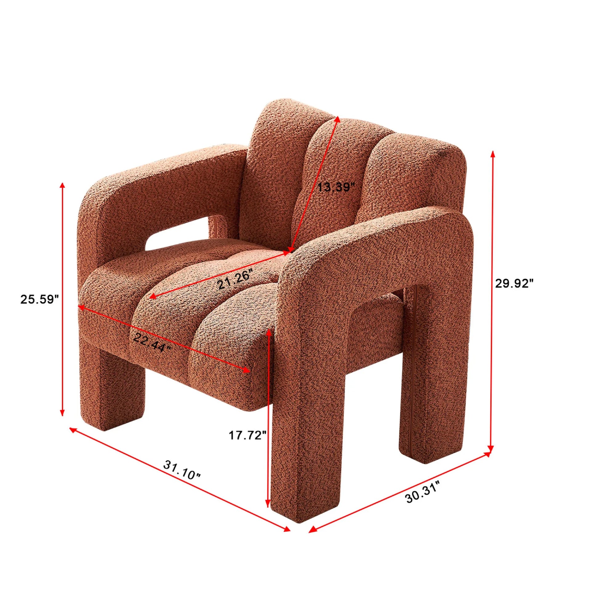 Wide Boucle Upholstered Modern Accent Chair