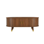 Wooden Oval Coffee Table with Tambour Door