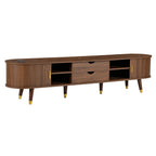 Wooden Oval TV Stand with Tambour Doors