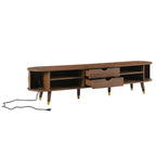 Wooden Oval TV Stand with Tambour Doors