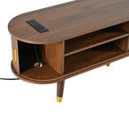 Wooden Oval TV Stand with Tambour Doors