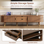 Wooden Oval TV Stand with Tambour Doors