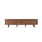 Wooden Oval TV Stand with Tambour Doors