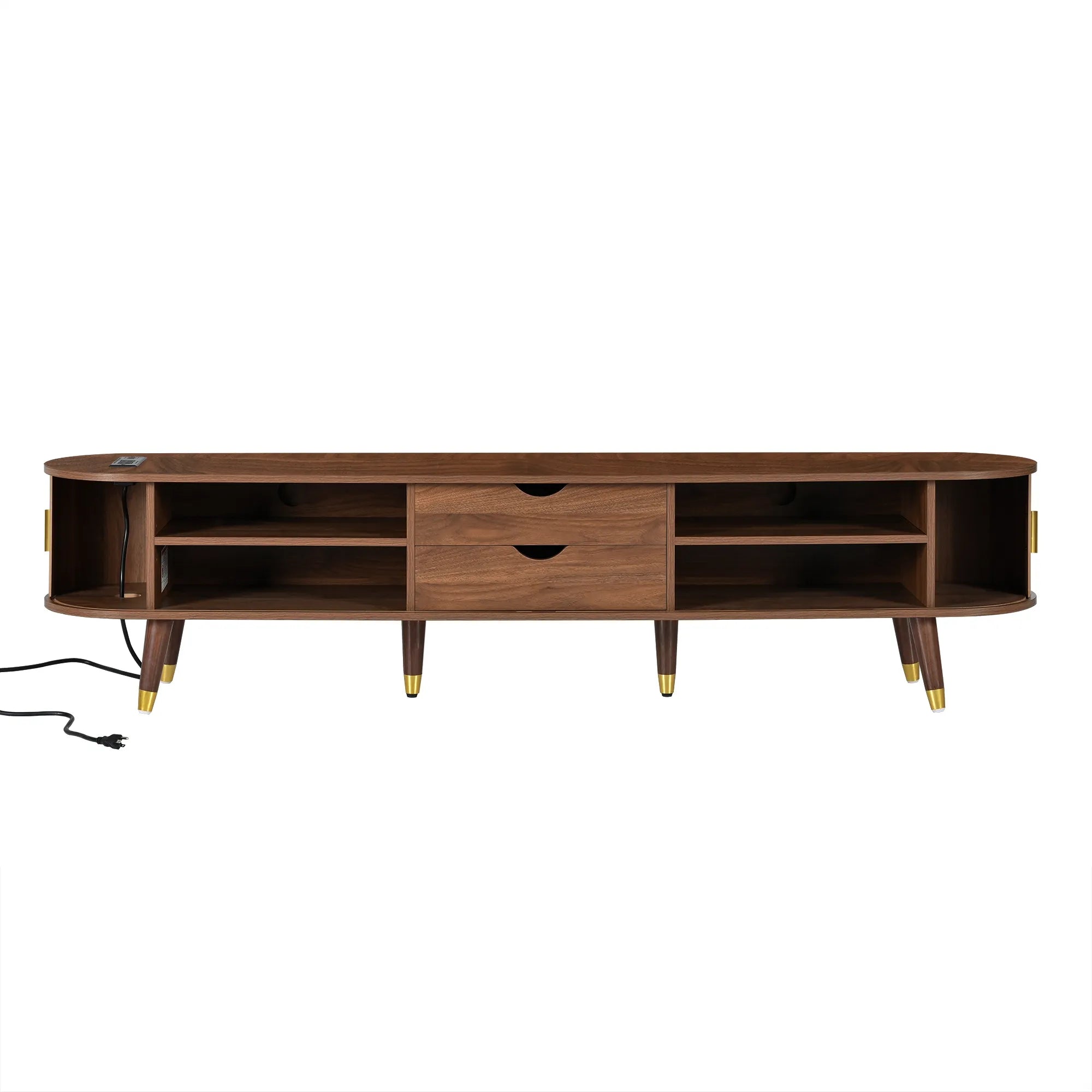 Wooden Oval TV Stand with Tambour Doors