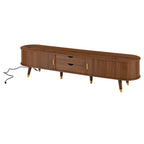 Wooden Oval TV Stand with Tambour Doors