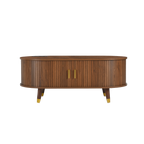 Wooden Oval Coffee Table with Tambour Door