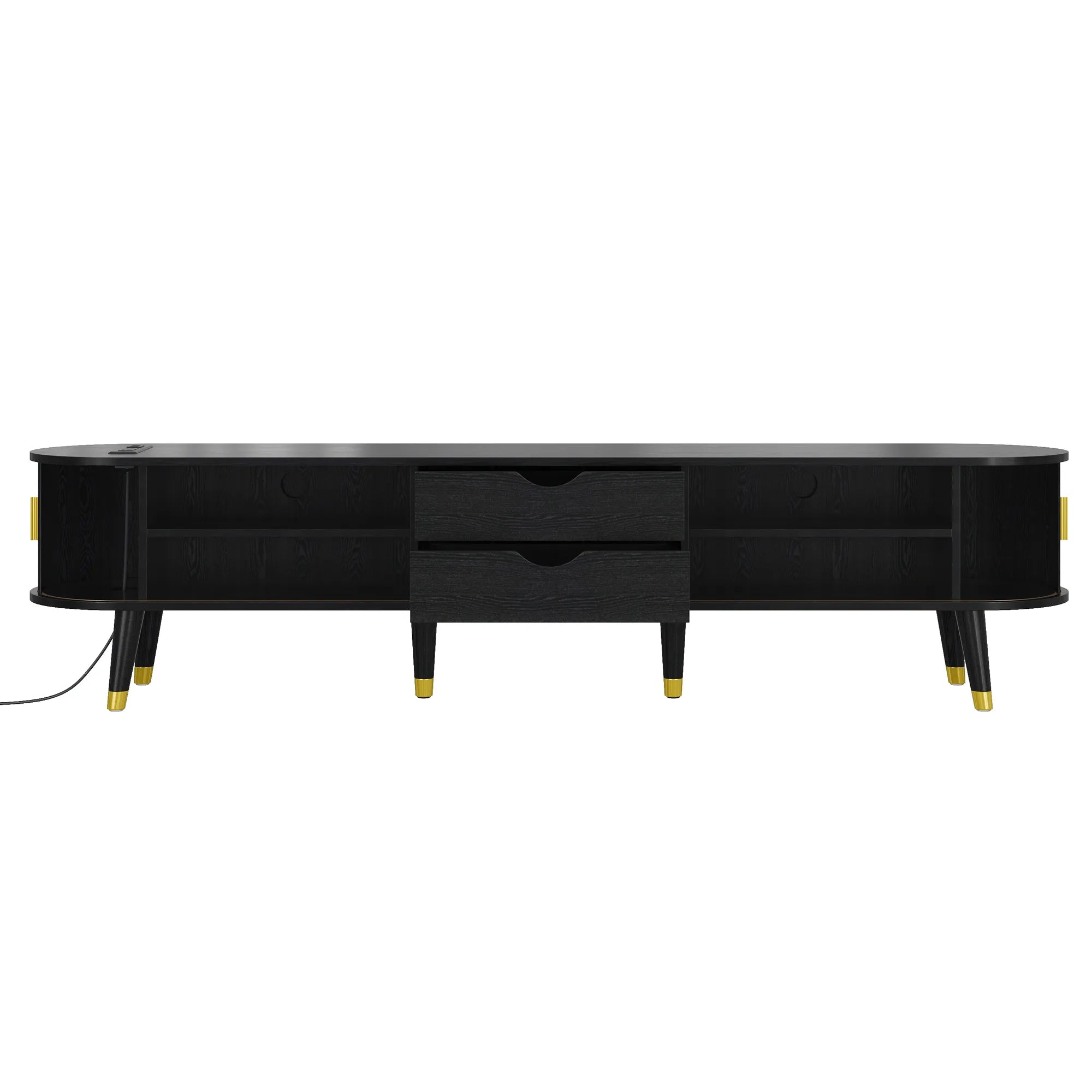Wooden Oval TV Stand with Tambour Doors