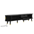 Wooden Oval TV Stand with Tambour Doors