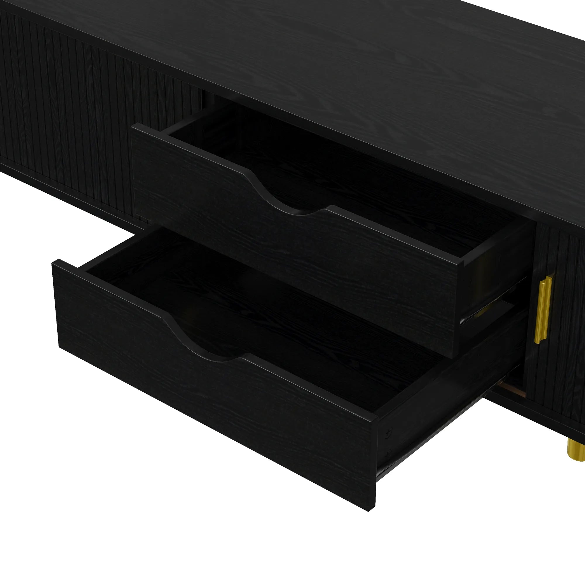Wooden Oval TV Stand with Tambour Doors