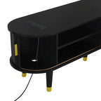 Wooden Oval TV Stand with Tambour Doors