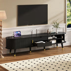 Wooden Oval TV Stand with Tambour Doors