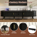 Wooden Oval TV Stand with Tambour Doors