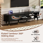 Wooden Oval TV Stand with Tambour Doors